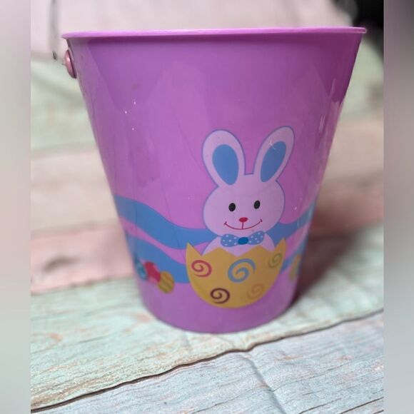 🔥❤️🔥 Decorative Purple Easter Bunny Pail Basket with Handle EPC Easy to … - Picture 3 of 6